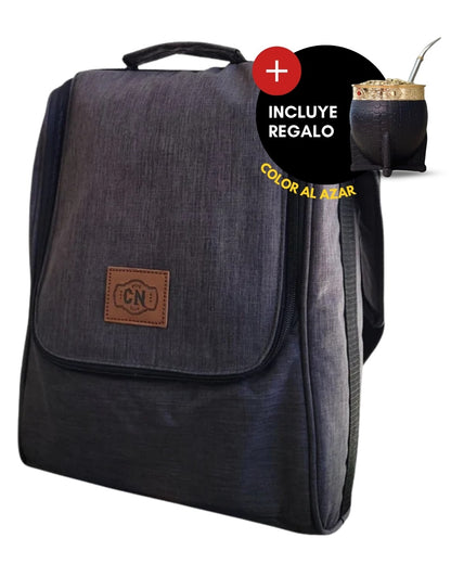 Bolso Matero | Oxford Premium Gris Oscuro | 🎁 Mate Tipo Imperial + Bombilla de Regalo | Impermeable y Térmico