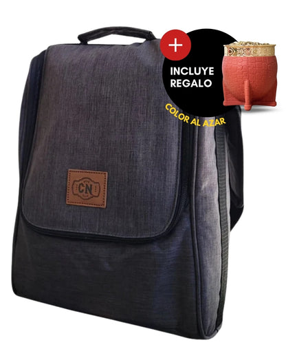 Bolso Matero | Oxford Premium Gris Oscuro | 🎁 Mate Tipo Imperial + Bombilla de Regalo | Impermeable y Térmico