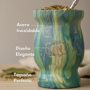 Mate de Acero Inoxidable Marmolado Azul con Verde