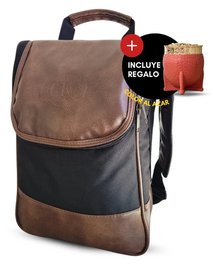 Bolso Matero | Eco Cuero Premium Marrón | 🎁 Mate Tipo Imperial + Bombilla de Regalo | Impermeable y Térmico