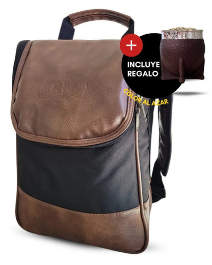 Bolso Matero | Eco Cuero Premium Marrón | 🎁 Mate Tipo Imperial + Bombilla de Regalo | Impermeable y Térmico