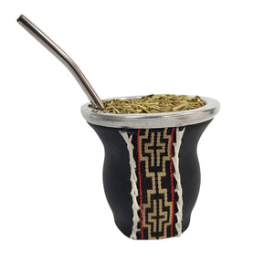 Mate de Vidrio Templado Eco Cuero | Virola Metálica | 200 ml