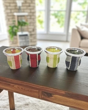 Mate de Vidrio Copa Arpillera | Virola Metálica | 200 ml